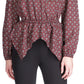 Michael Kors Women's Foulard Print Handkerchief Hem Top Red Size X-Large