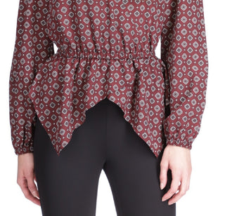 Michael Kors Women's Foulard Print Handkerchief Hem Top Red Size X-Large