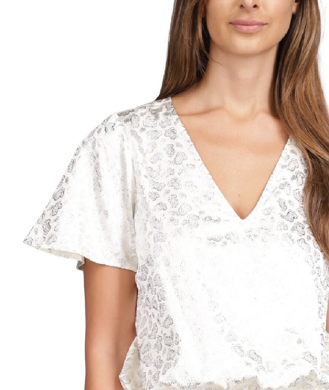 Michael Kors Women's Metallic Paisley Smocked Blouse Brown Size Medium