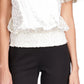 Michael Kors Women's Metallic Paisley Smocked Blouse Brown Size Medium