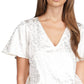 Michael Kors Women's Metallic Paisley Smocked Blouse Brown Size Large