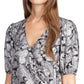 Michael Kors Women's Metallic Paisley Wrap Top Black Size Large