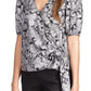 Michael Kors Women's Metallic Paisley Wrap Top White Size X-Large