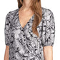 Michael Kors Women's Metallic Paisley Wrap Top White Size X-Large