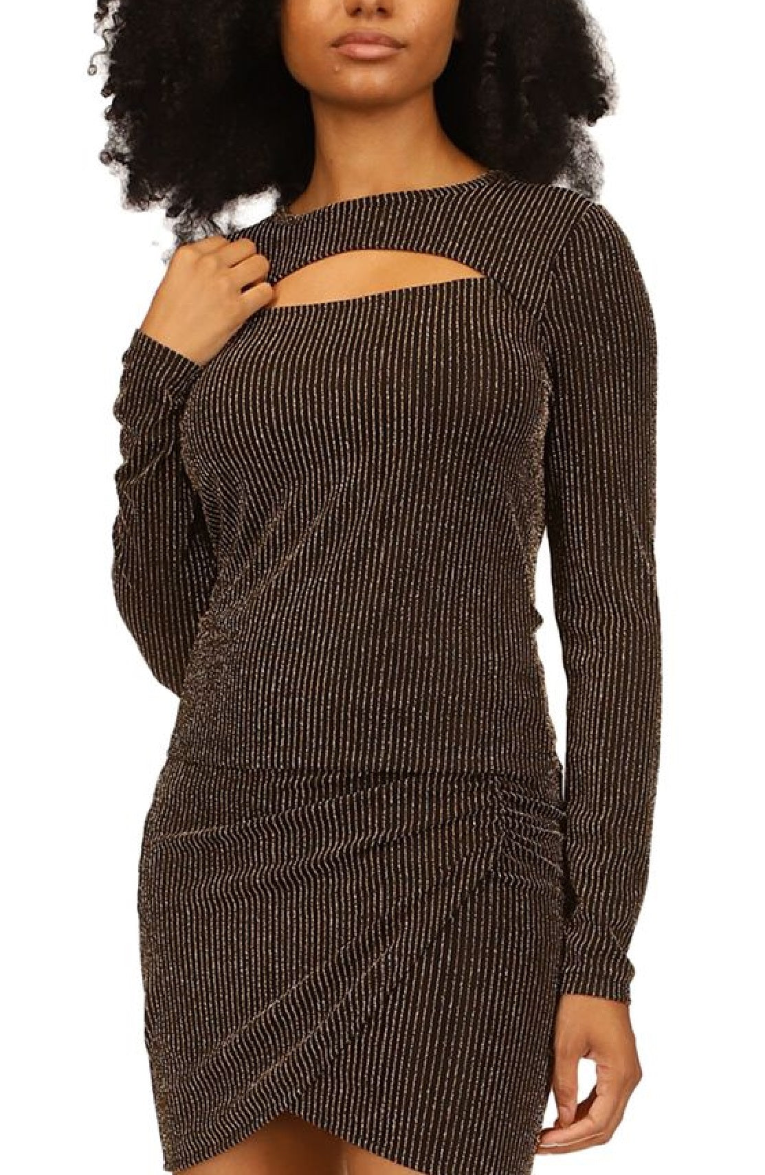 Michael Kors Women's Sparkle Cutout Long Sleeve Top Gray