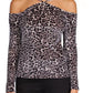 Michael Kors Women's Printed Velvet Chain Cold Shoulder Top Gray Size Large