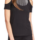 Michael Kors Women's Rhinestone Cold Shoulder Top Black Size Medium