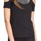 Michael Kors Women's Rhinestone Cold Shoulder Top Black Size Large