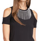 Michael Kors Women's Rhinestone Cold Shoulder Top Black Size Large