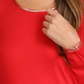 Michael Kors Women's Cold Shoulder Long Sleeve Scoop Neck Top Red Size XX-Large