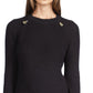 Michael Kors Women's Shaker Knit Zip Sweater Black Size Small