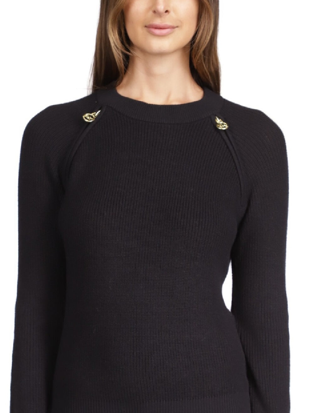 Michael Kors Women's Shaker Knit Zip Sweater Black Size Small
