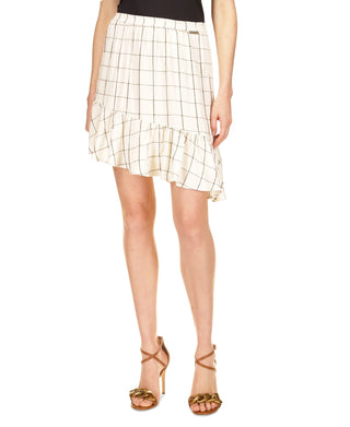 Michael Kors Women's Ruffled Asymmetric Skirt White Size Large