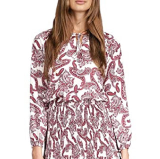 Michael Kors Women's Paisley Print Tie Neck Dress White