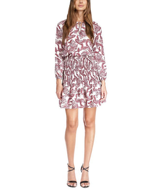 Michael Kors Women's Paisley Print Tie Neck Dress White