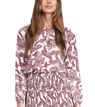 Michael Kors Women's Paisley Print Tie Neck Dress White