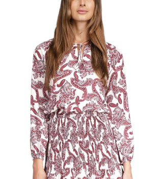 Michael Kors Women's Paisley Print Tie Neck Dress White