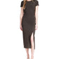 Michael Kors Women's Metallic Ruched Midi Dress Black Size Large