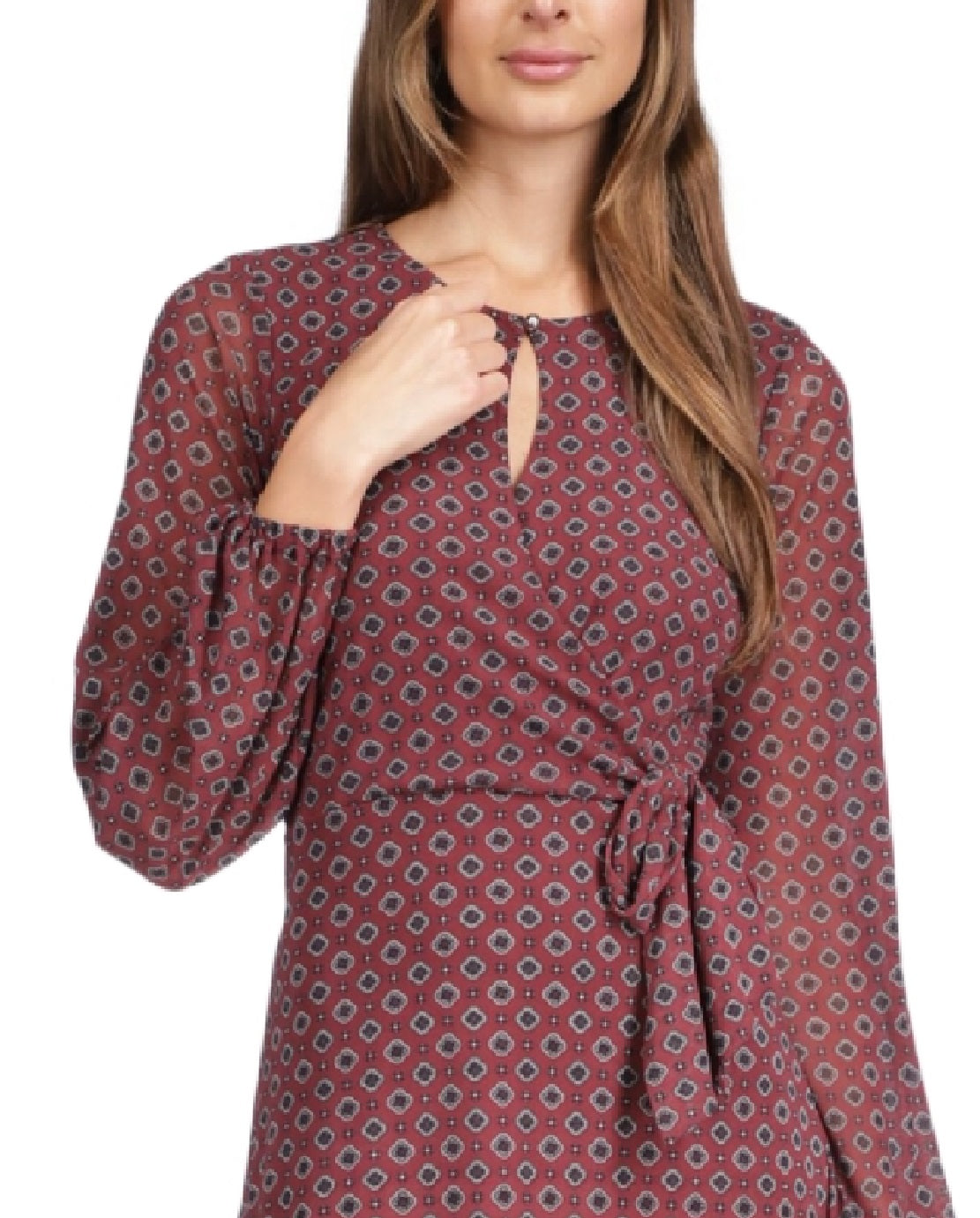 Michael Kors Women's Foulard Print Faux Wrap Mini Dress Red Size Large