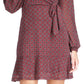 Michael Kors Women's Foulard Print Faux Wrap Mini Dress Red Size Large