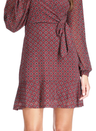 Michael Kors Women's Foulard Print Faux Wrap Mini Dress Red Size Large