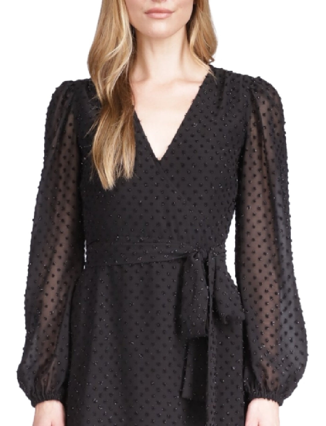 Michael Kors Women's Swiss Dot Wrap Mini Dress Black Size X-Small