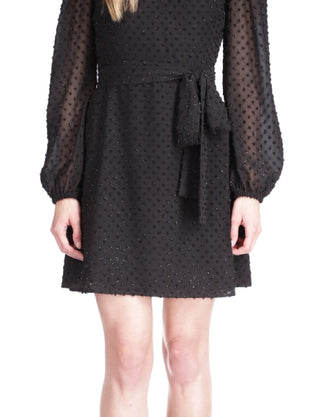 Michael Kors Women's Swiss Dot Wrap Mini Dress Black Size X-Small