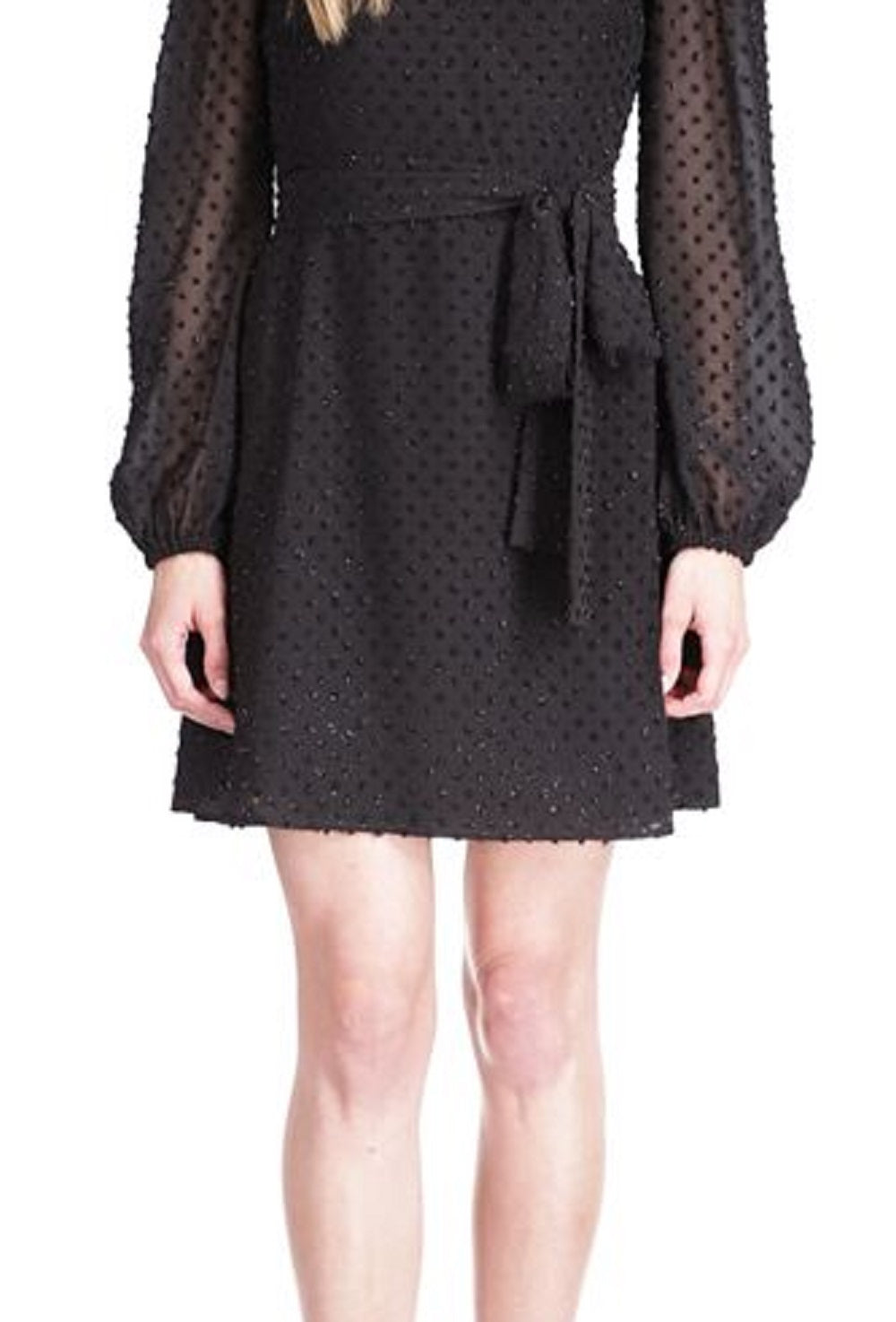 Michael Kors Women's Swiss Dot Wrap Mini Dress Black