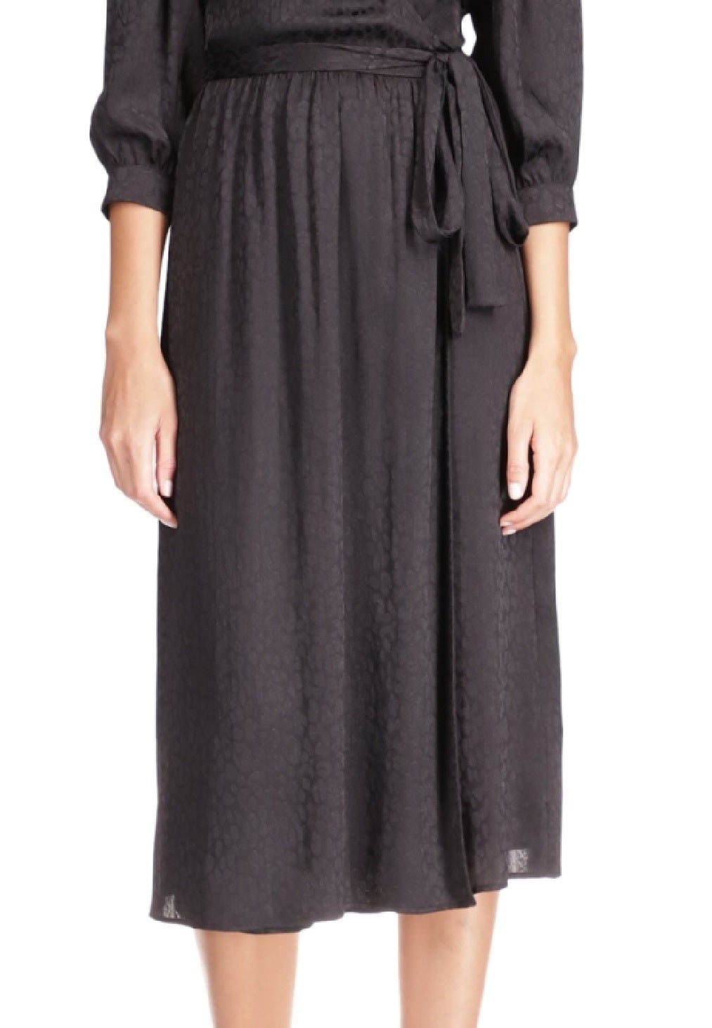 Michael Kors Women's Cheetah Jacquard Midi Wrap Dress Black Size X-Small