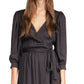 Michael Kors Women's Cheetah Jacquard Midi Wrap Dress Black Size Medium