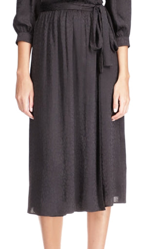 Michael Kors Women's Cheetah Jacquard Midi Wrap Dress Black Size Medium