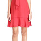 Michael Kors Women's Cheeta Plisse Tonal Print Tie Dress Red Size Large