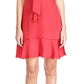 Michael Kors Women's Cheeta Plisse Tonal Print Tie Dress Red Size X-Large