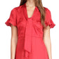 Michael Kors Women's Cheeta Plisse Tonal Print Tie Dress Red Size X-Large
