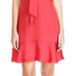 Michael Kors Women's Cheeta Plisse Tonal Print Tie Dress Red Size X-Large