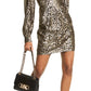 Michael Kors Women's Metallic Cheetah Jacquard Mini Dress Gray Size 14