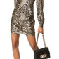 Michael Kors Women's Metallic Cheetah Jacquard Mini Dress Gray Size 14