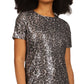 Michael Kors Women's Sequin Cheetah T-Shirt Dress Gray Size Medium