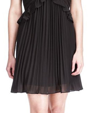 Michael Kors Women's Pleated Rhinestone Chain Strap Dress Black Size 8
