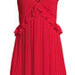 Michael Kors Women's Pleated Rhinestone Chain Strap Dress Red