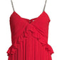 Michael Kors Women's Pleated Rhinestone Chain Strap Dress Red