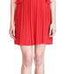 Michael Kors Women's Pleated Rhinestone Chain Strap Dress Red