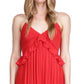 Michael Kors Women's Pleated Rhinestone Chain Strap Dress Red