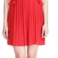Michael Kors Women's Pleated Rhinestone Chain Strap Dress Red