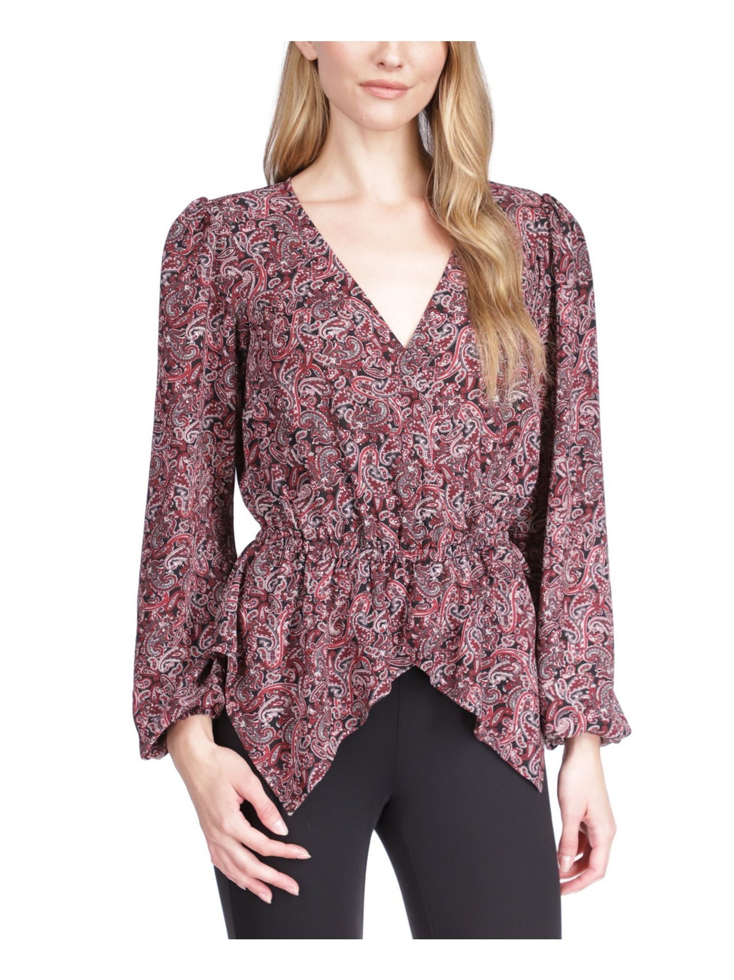 Michael Kors Women's Paisley Handkerchief Hem Top Pink Size Petite X-Small