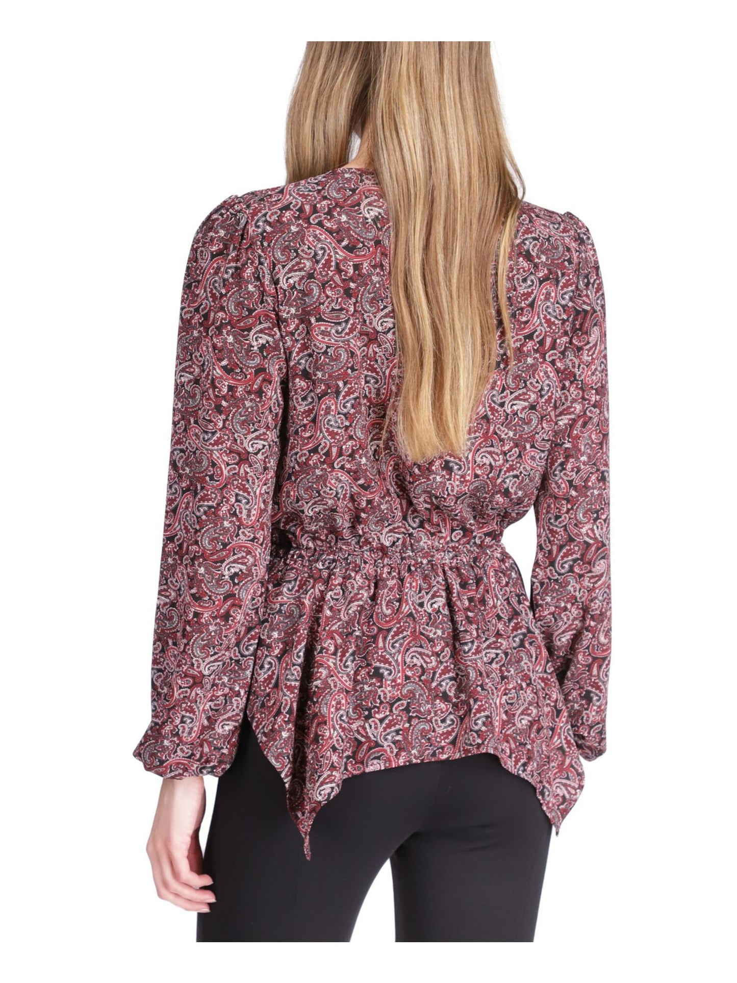 Michael Kors Women's Paisley Handkerchief Hem Top Pink Size Petite X-Small