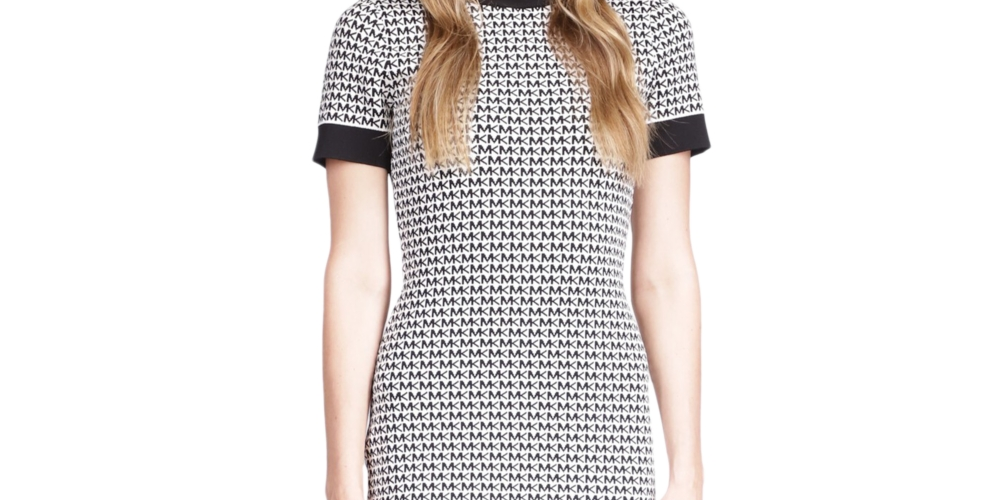 Michael Kors Women's Logo Print Mini Dress Black Size Petite Small
