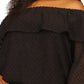 Michael Kors Women's Beaded Off The Shoulder Ruffle Neck Top Black Size 2X
