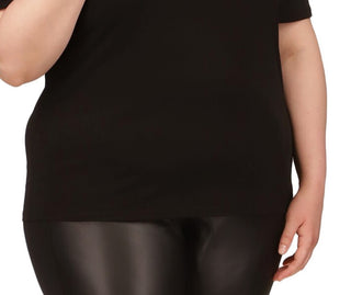 Michael Kors Women's Rhinestone Fringe Cold Shoulder T-Shirt Black Size 2X