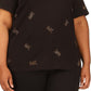 Michael Kors Women's Studded Scattered Logo T-Shirt Black Size 3X